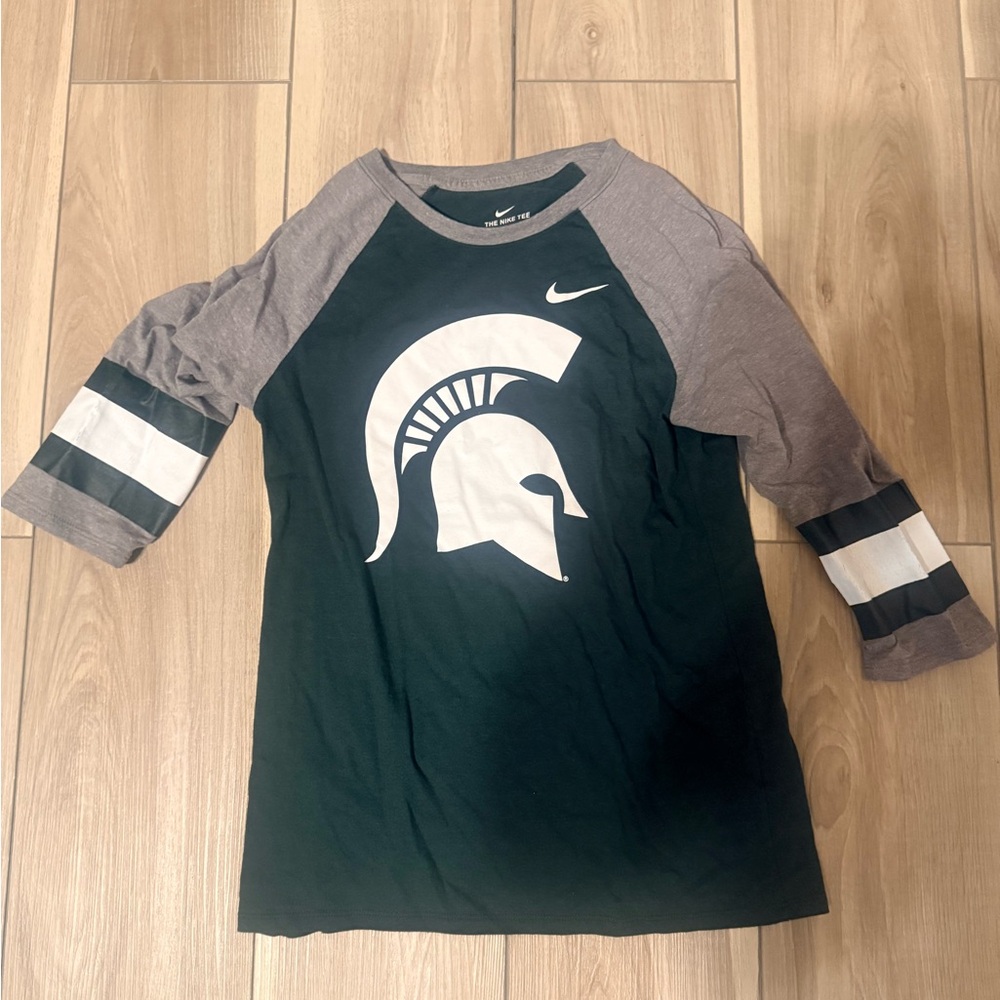 Nike Black and Gray Raglan Sleeve Shirt Michigan State